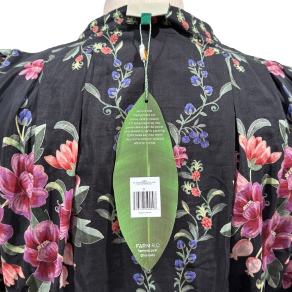 NWT FARM Rio Black Belle Garden Whimsigoth Fairy Girly Botanical Dress (SZ XL) - Picture 13 of 14